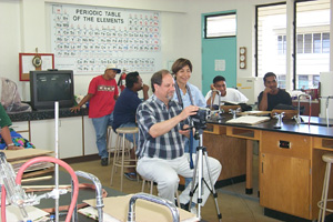 Dr. Michael Balick and Roberta Lee set up their video camera