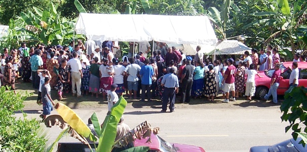 Gathering for the burial