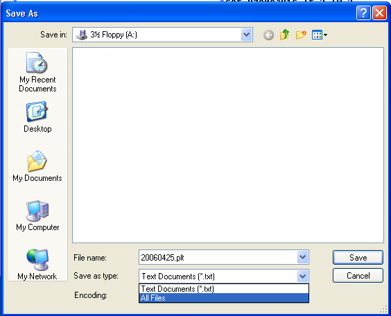 Notepad Save as type: all files
