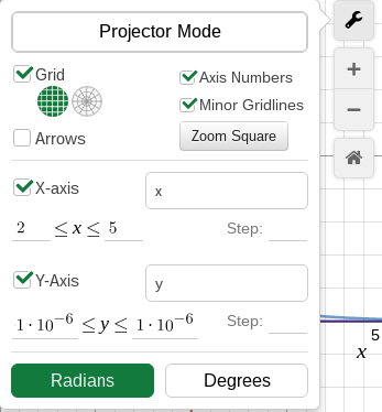 Desmos graphing calculator screen shot