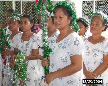 Line reformation outside the church after marching.