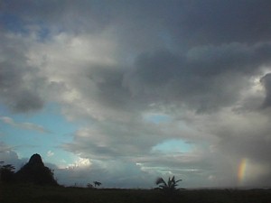 Pwisehn Malek mountain and rainbow from COM-FSM