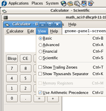 fedora calculator basic mode
