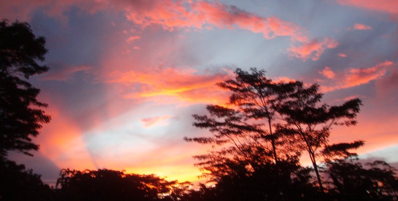clouds at sunset, sunbeam image